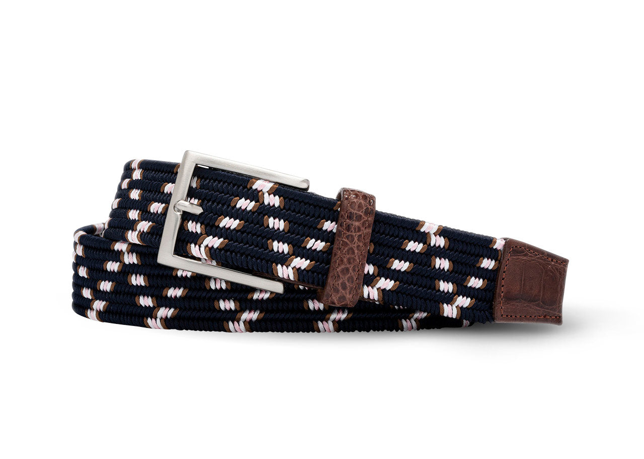 Hartford Stretch Belt with Croc Tabs and Brushed Nickel Buckle