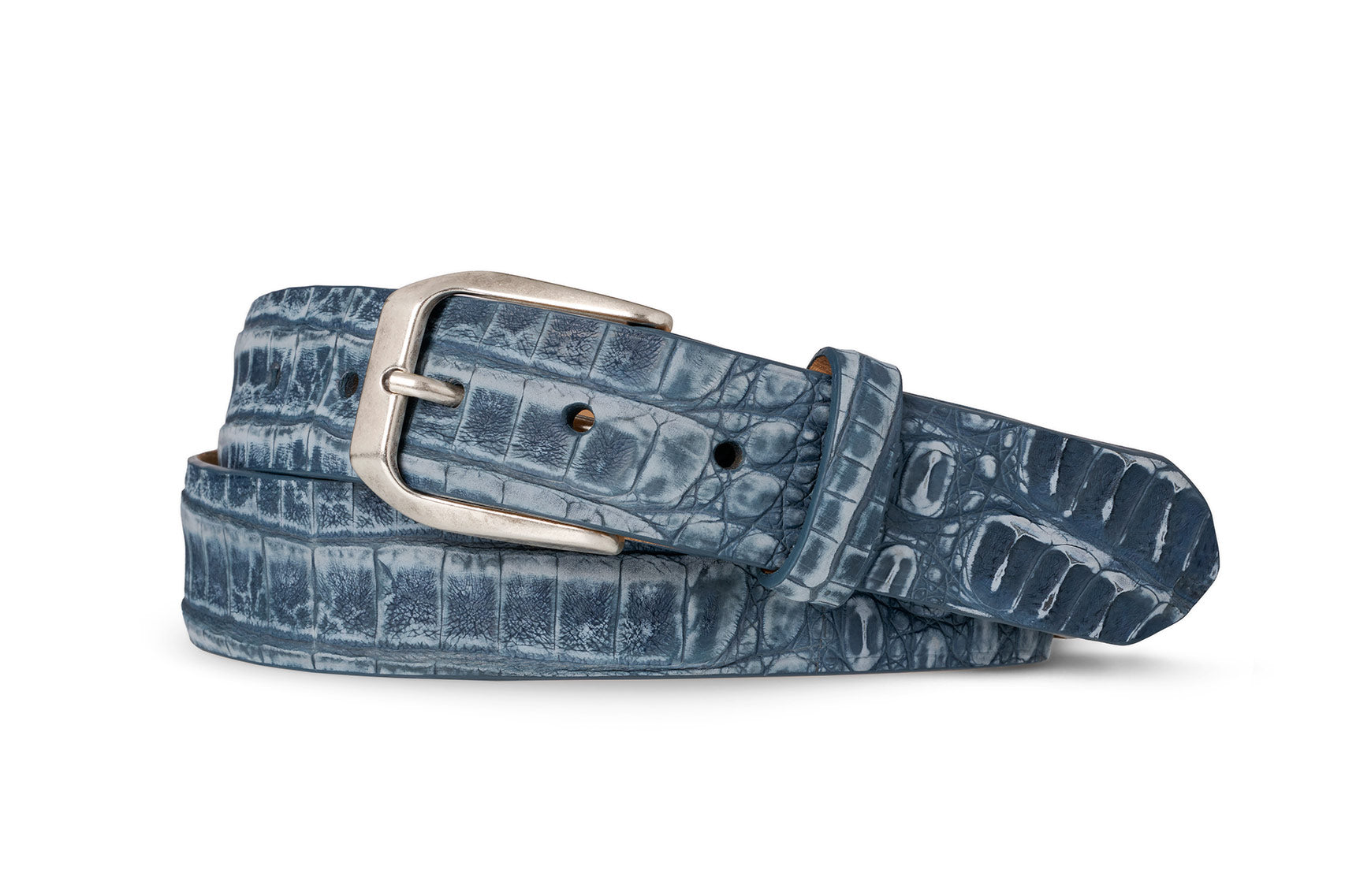 Nubuck Crocodile Belt with Antique Silver Buckle - w.kleinberg Nubuck Crocodile Belt with Antique Silver Buckle - w.kleinberg