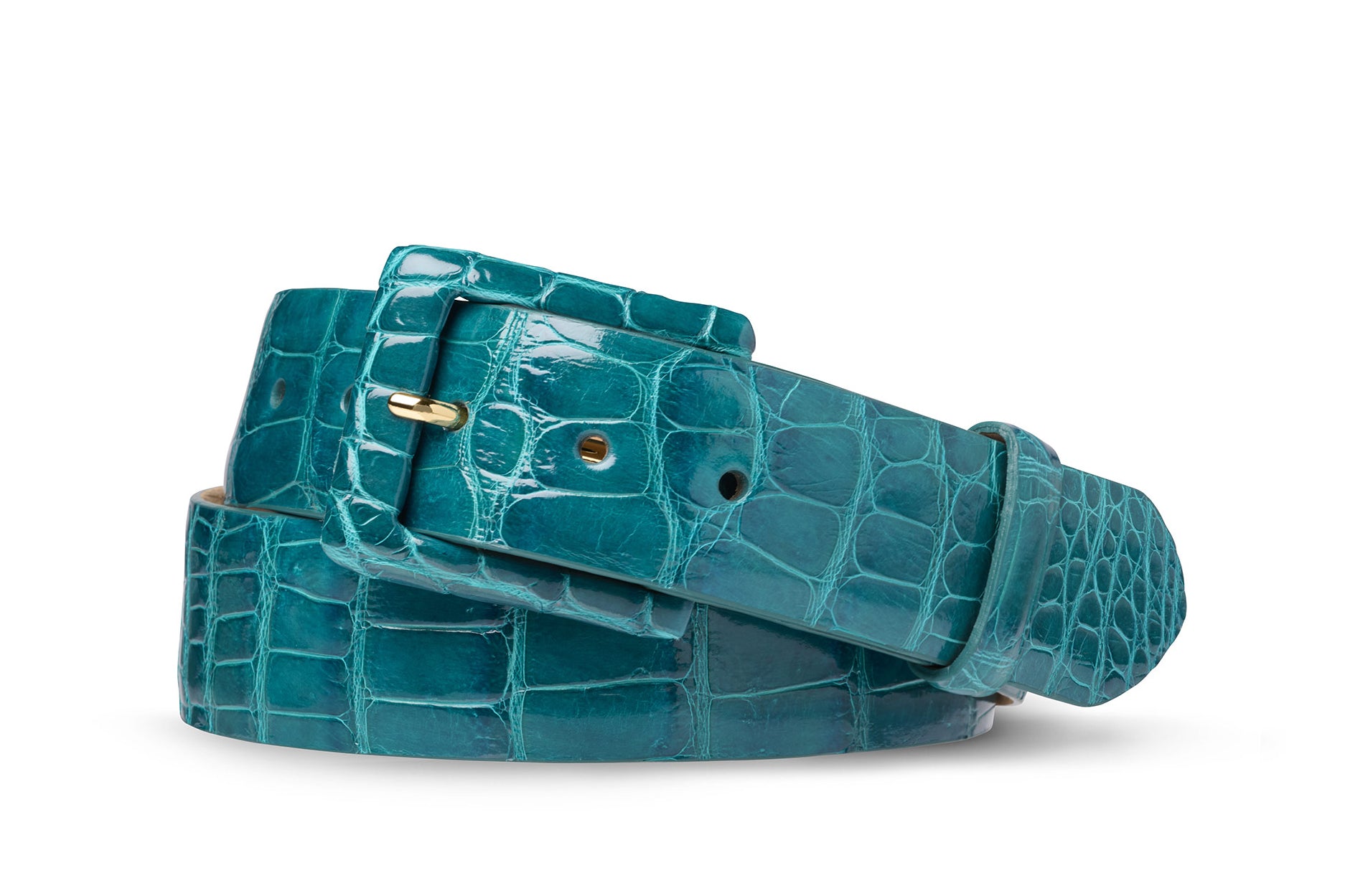 Glazed Alligator Belt with Covered Buckle