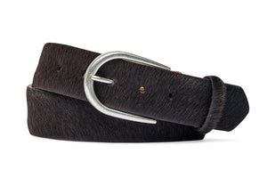 Calf Hair Belt with Antique Silver Buckle