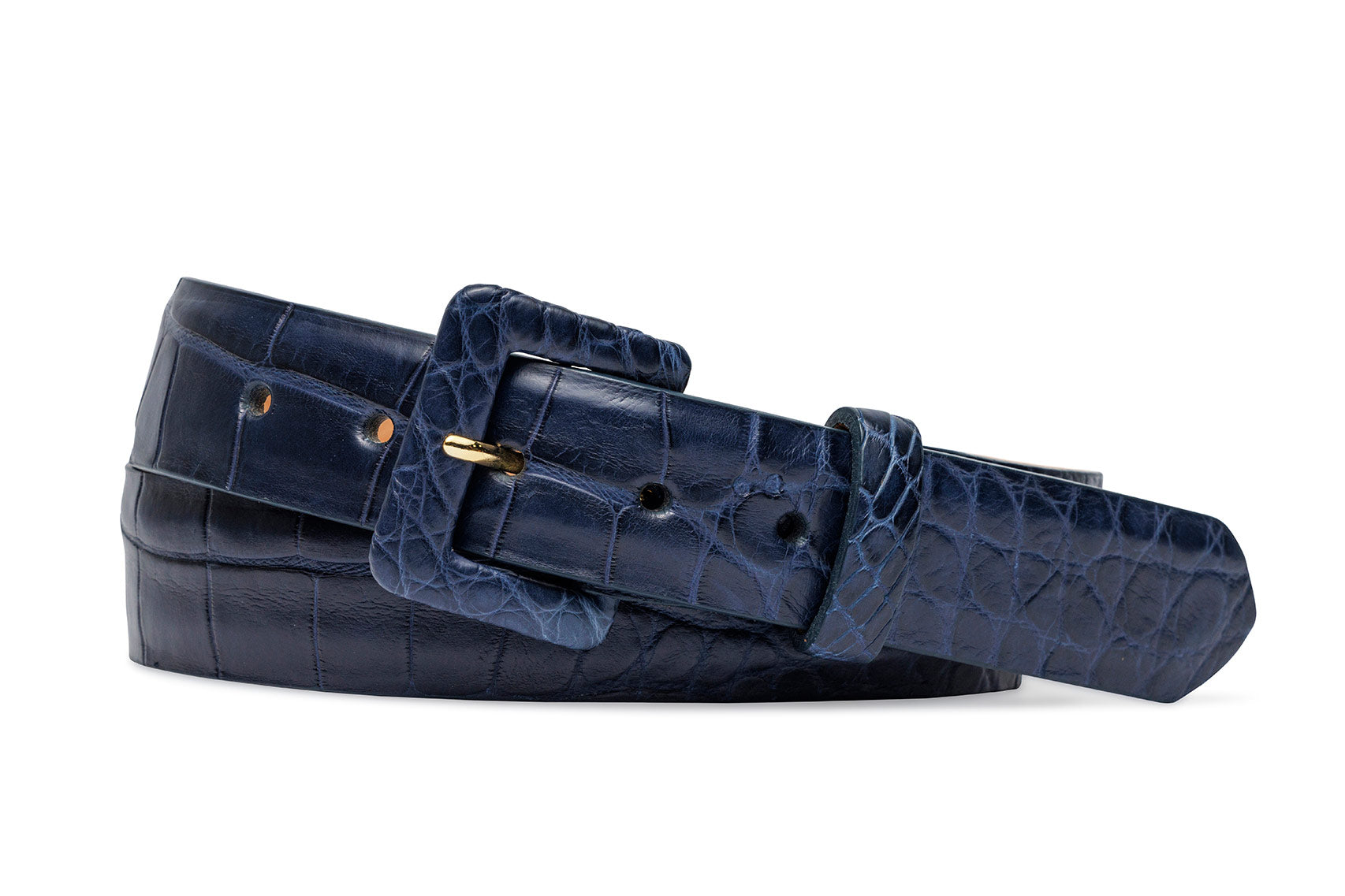 Matte Alligator Belt with Covered Buckle - w.kleinberg