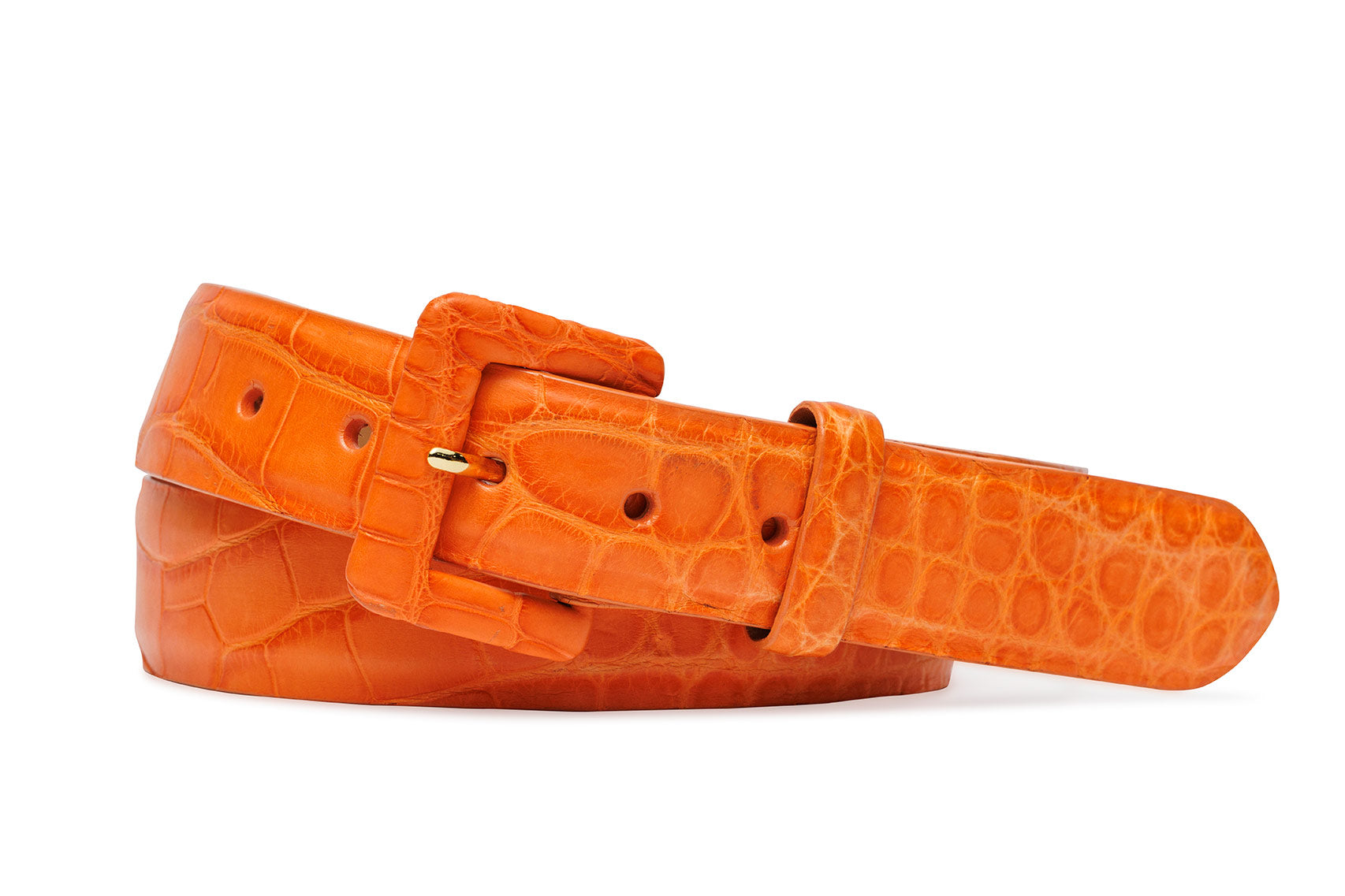 Matte Alligator Belt with Covered Buckle - w.kleinberg