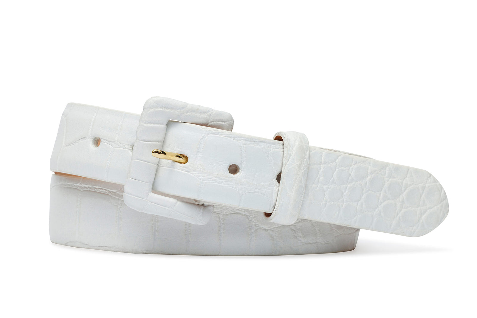 Matte Alligator Belt with Covered Buckle