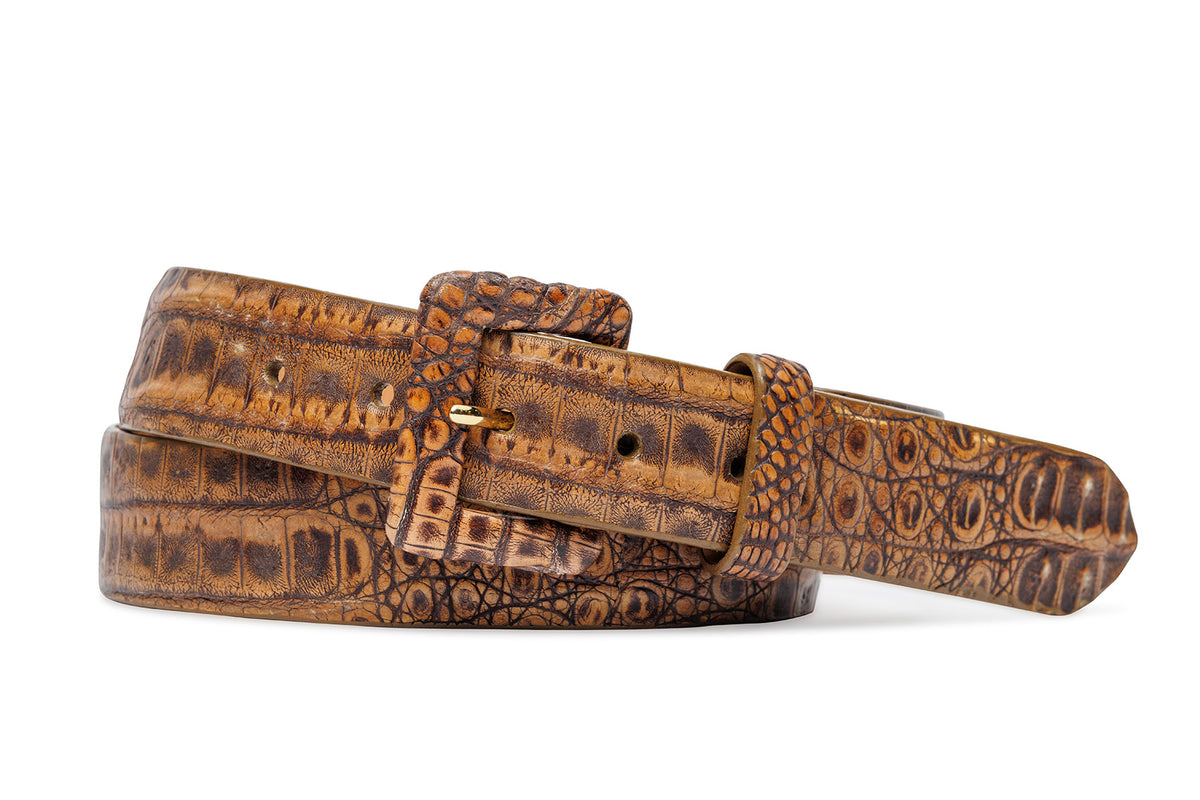 Vintage Crocodile Belt with Covered Buckle