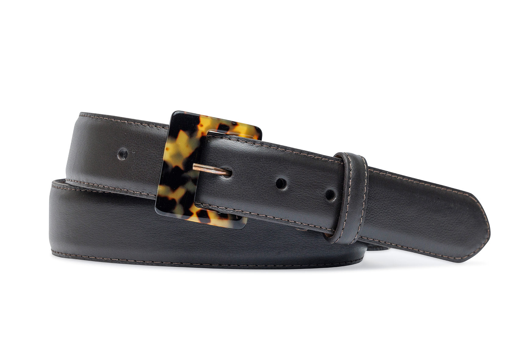 Soft Construction Luscious Calf Belt with Tortoise Buckle - w 