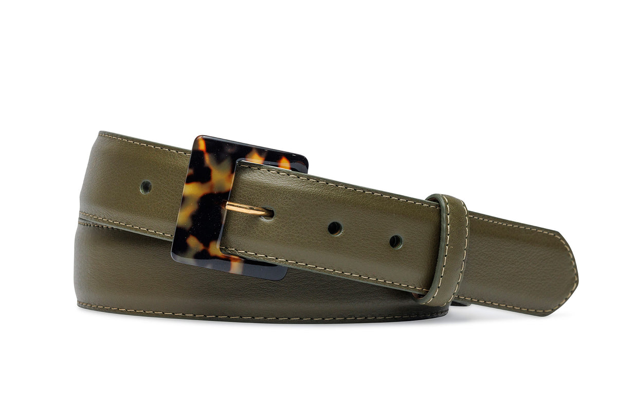 Soft Construction Luscious Calf Belt with Tortoise Buckle