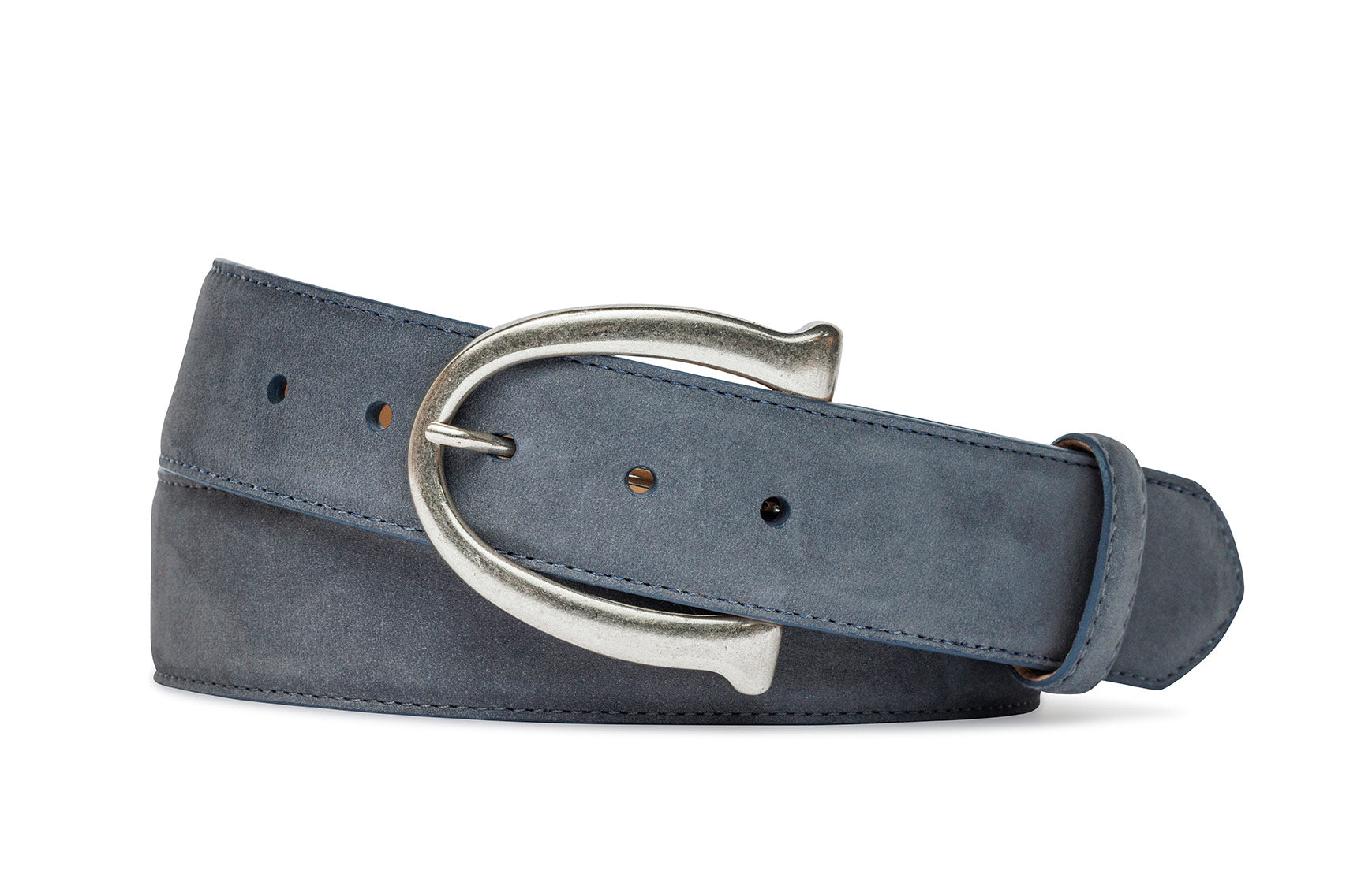 Nubuck Suede Belt with Antique Silver Buckle