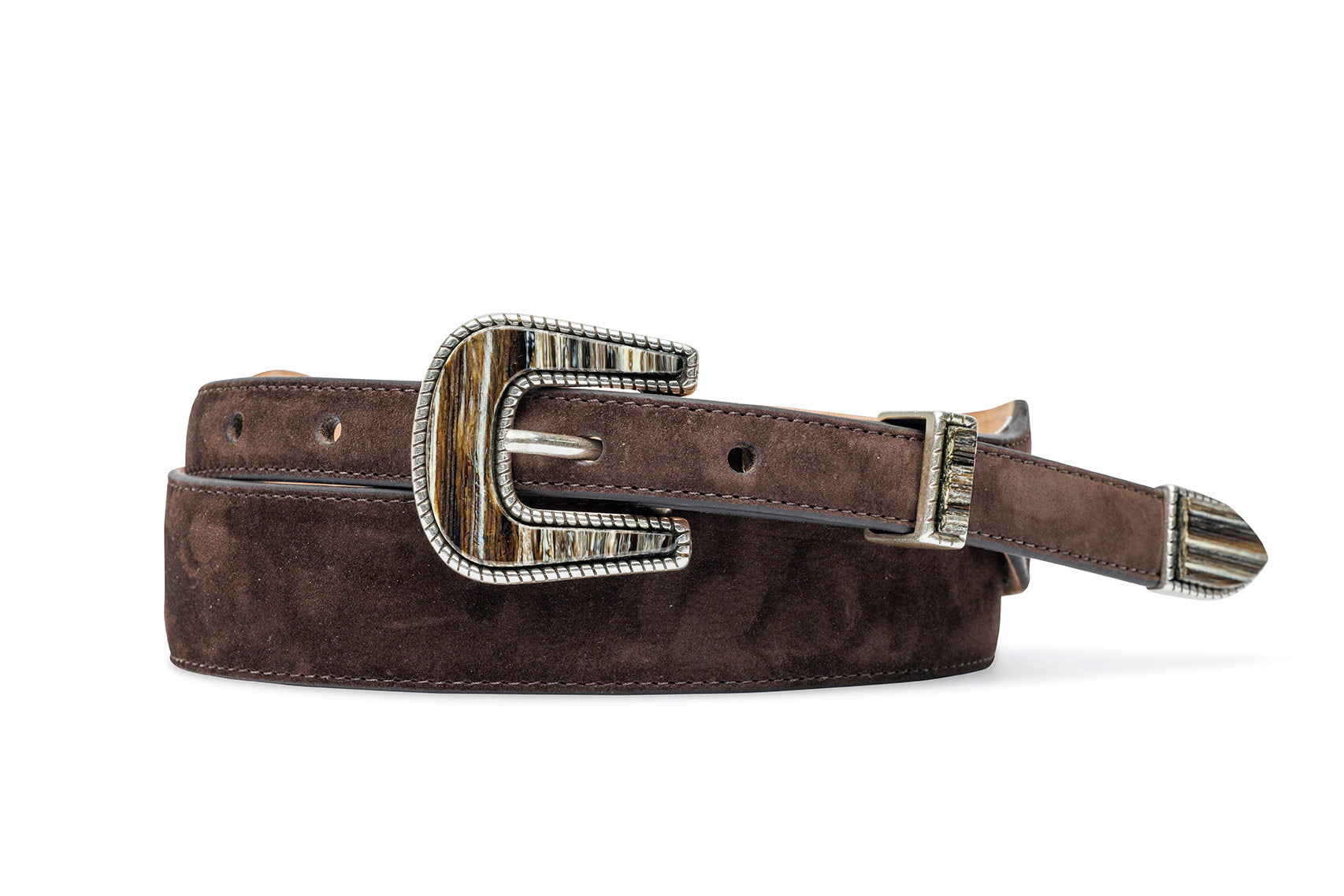 Nubuck Suede Belt with Italian Horn Tipset