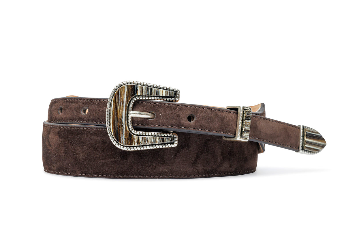 Nubuck Suede Belt with Italian Horn Tipset