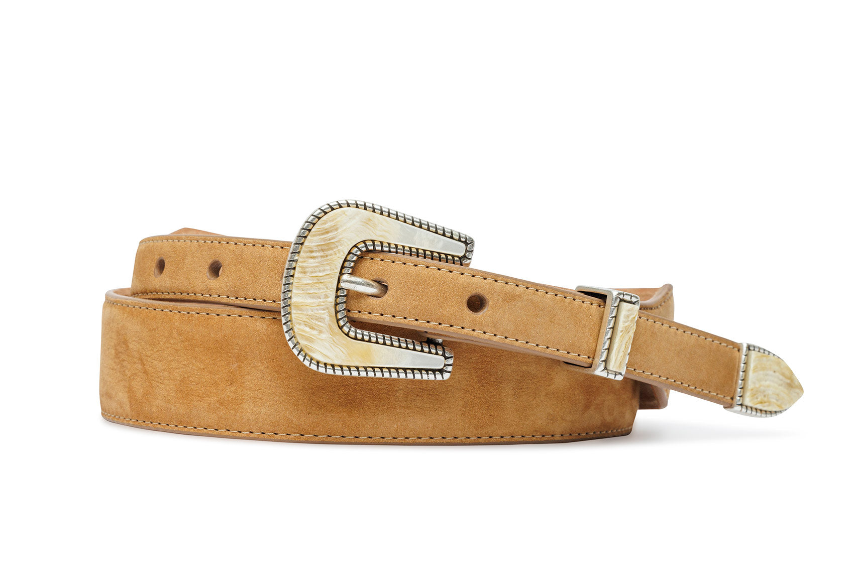 Nubuck Suede Belt with Italian Horn Tipset - w.kleinberg