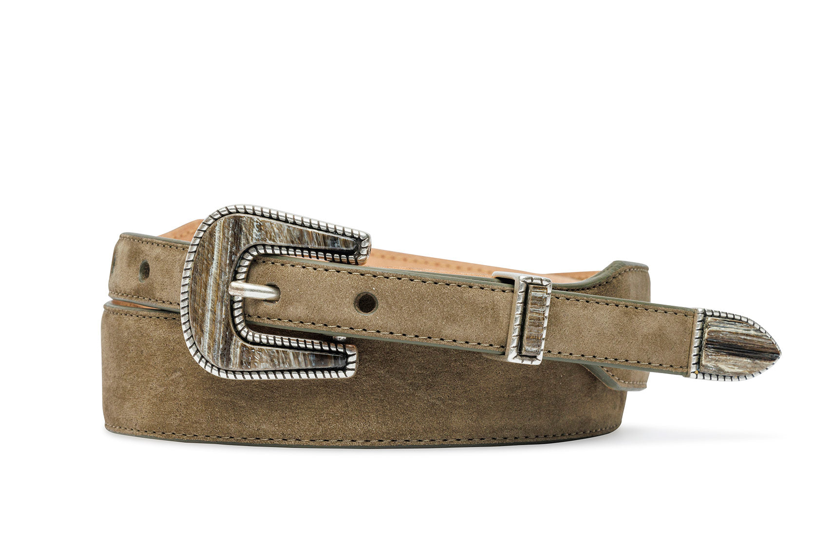 Nubuck Suede Belt with Italian Horn Tipset