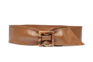 Luscious Calf Sash Belt with Python Covered Buckle