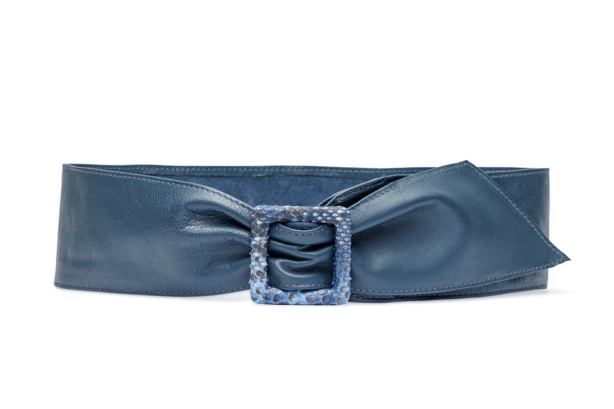 Luscious Calf Sash Belt with Python Covered Buckle