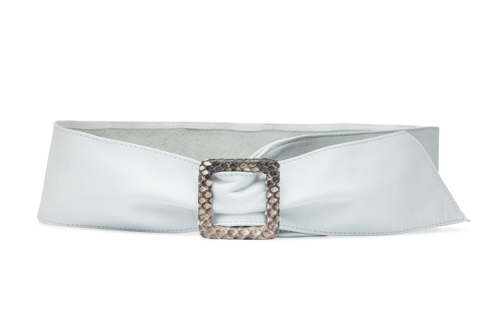Luscious Calf Sash Belt with Python Covered Buckle