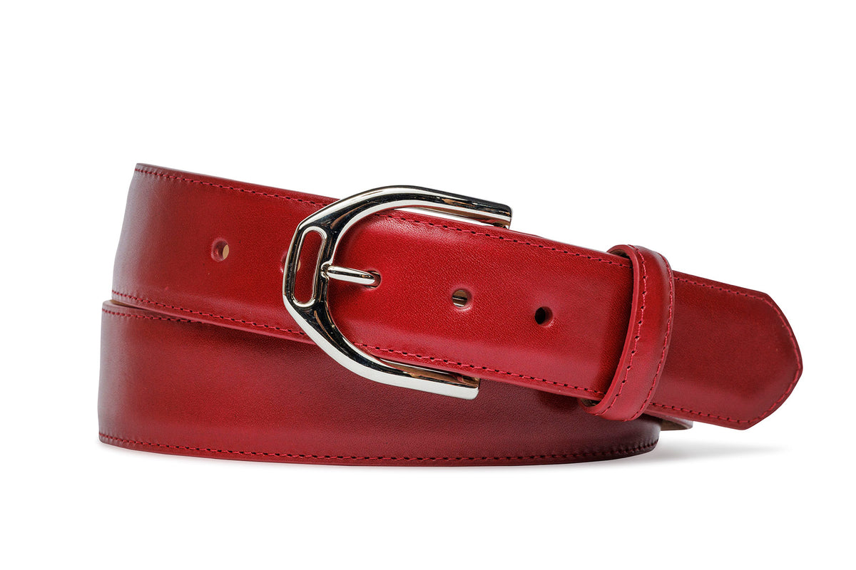 Glazed Calf Belt with Nickel or Gold Buckle