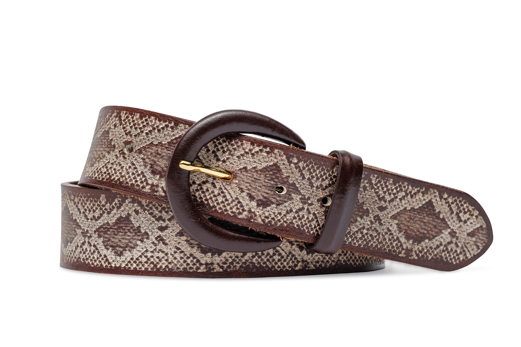 Italian Snake Calf Belt with Covered Buckle