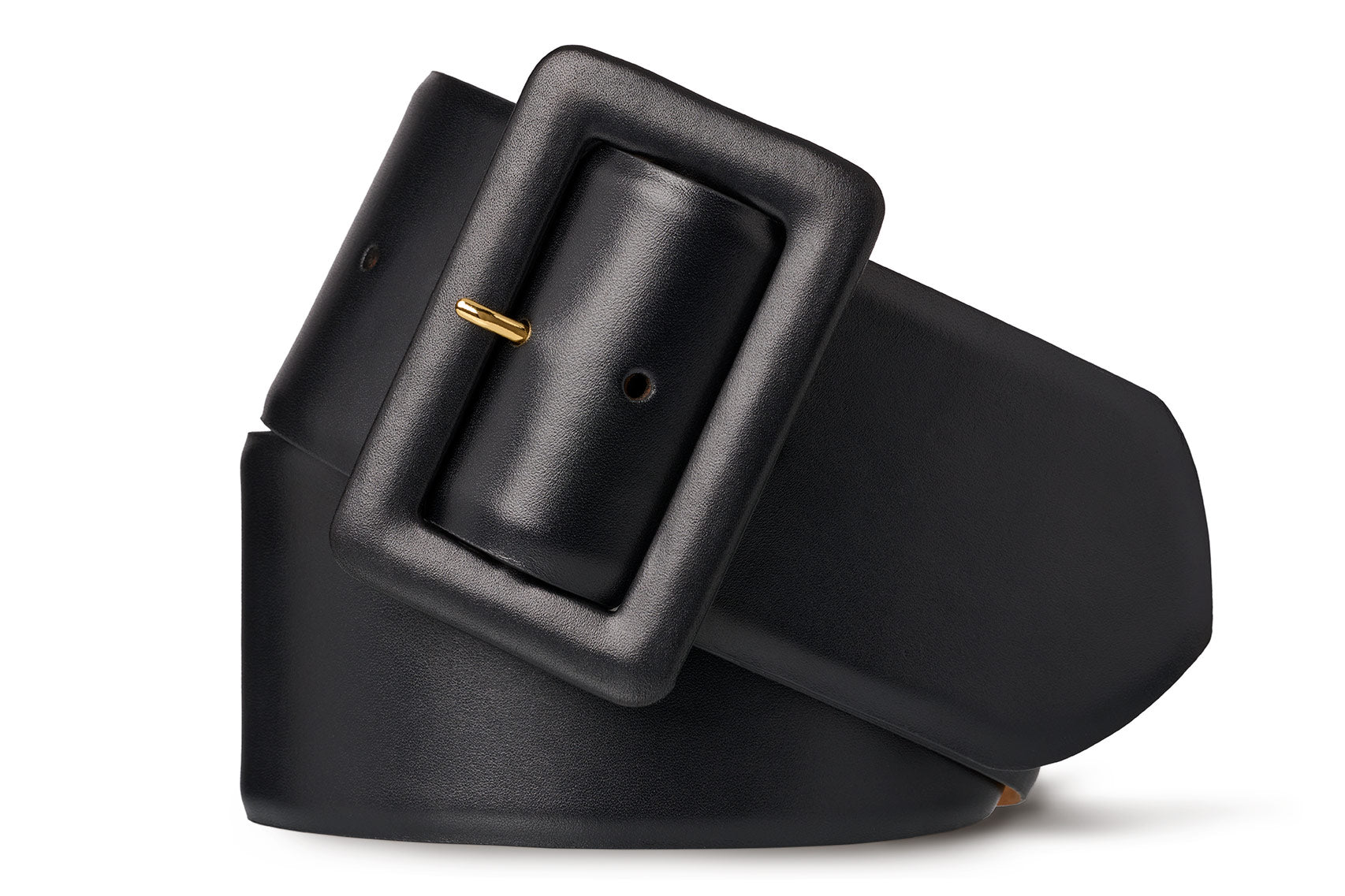 Wide Semi-Matte Calf Belt with Covered Buckle - w.kleinberg