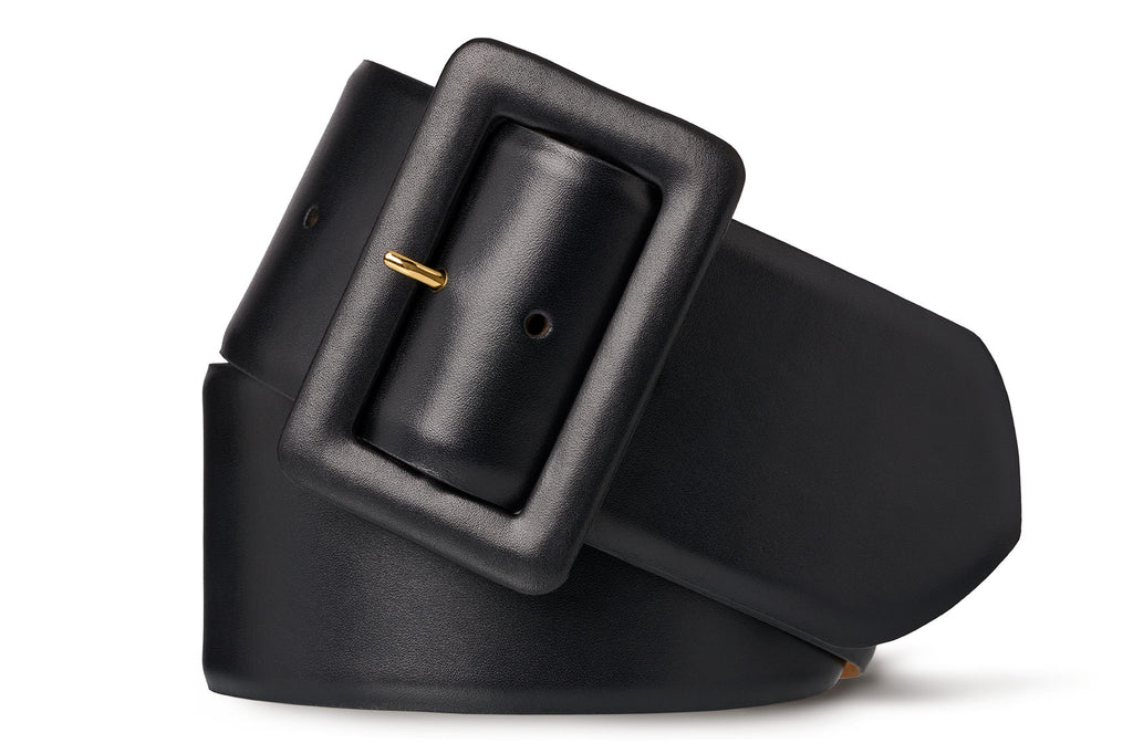 Wide Semi-Matte Calf Belt with Covered Buckle - w.kleinberg display picture 3