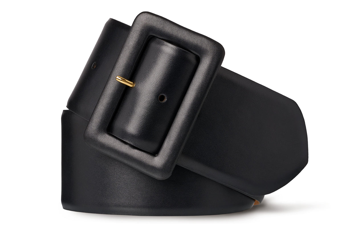 Wide Semi-Matte Calf Belt with Covered Buckle