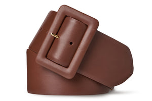 Wide Semi-Matte Calf Belt with Covered Buckle