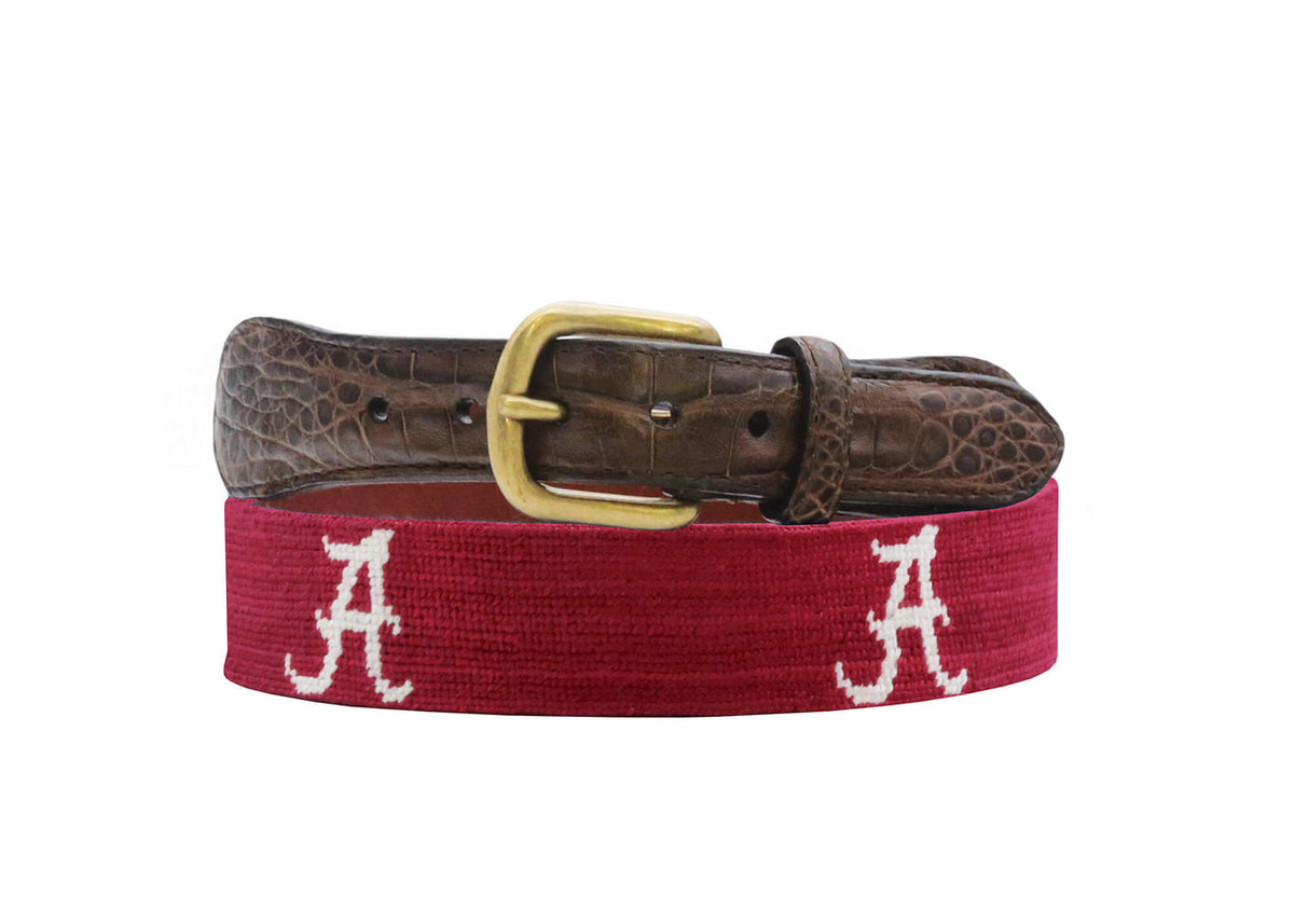 Smathers &amp; Branson Alabama Croc Tab Needlepoint Belt