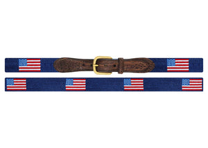 Smathers & Branson American Flag Croc Tab Needlepoint Belt