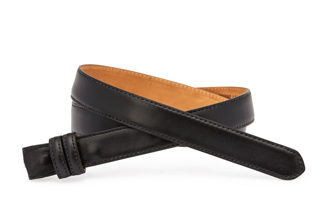 Black Nappa Calf Slide Belt Strap with Nubuck Lining