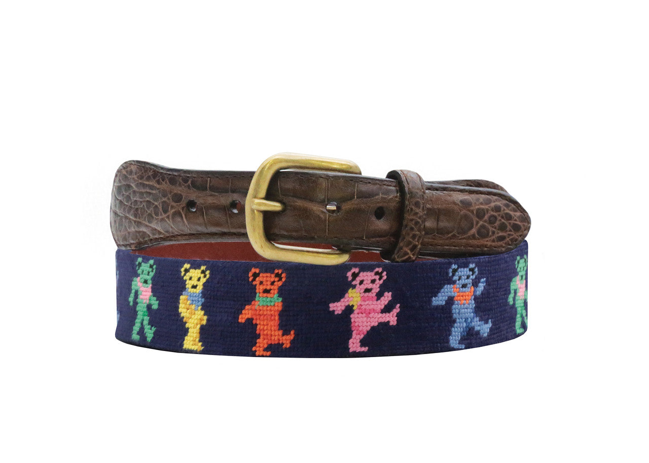 Luxury Needlepoint Belts with Croc Detailing | College Logo