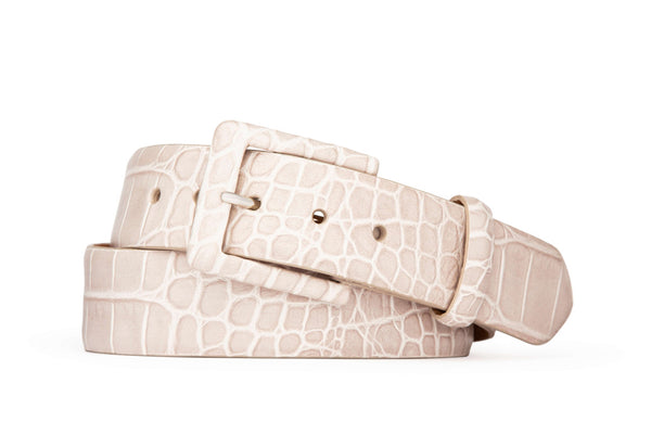 Embossed Crocodile Belt with Covered Buckle – w.kleinberg