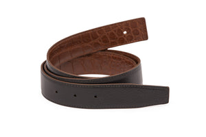 Matte Alligator and Pebbled Calf Reversible H Strap