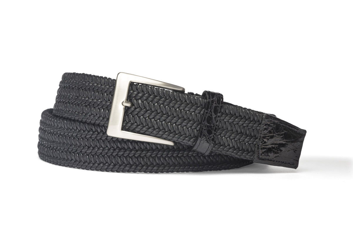 Solid Stretch Belt with Crocodile Tabs