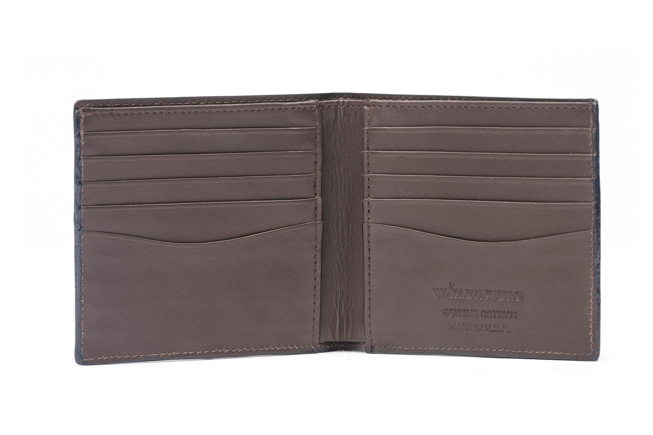 Blue Ostrich Leather Wallet for Him Mens Ostrich Leather 