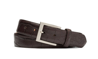 1-3/8" Matte American Alligator Belt with Brushed Nickel and Gold Buckles