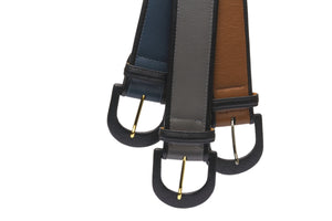 Two-Toned Calf Belt with Covered Buckle