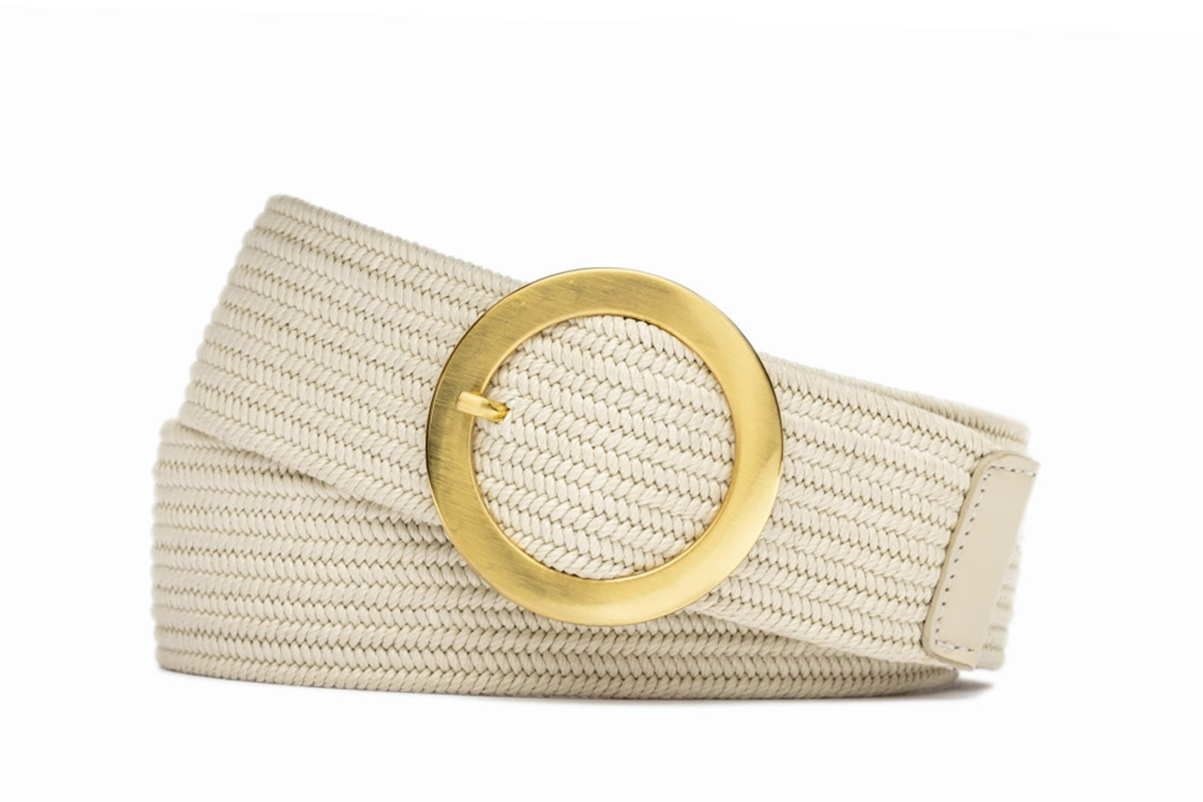 w.kleinberg Wide Stretch Belt with Circle Buckle Natural / M - 34" / 2" w.kleinberg Wide Stretch Belt with Circle Buckle Natural / M - 34" / 2"