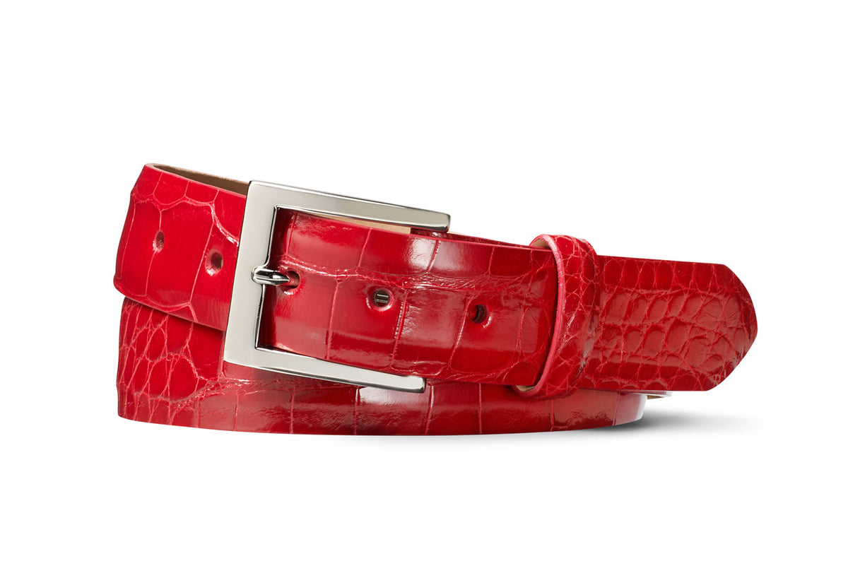 Go Dawgs! Red Glazed American Alligator Belt