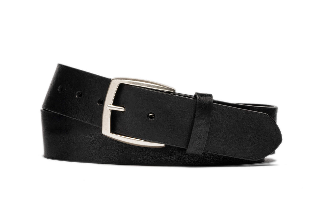 Vintage Calf Leather Belt with Antique Nickel Buckle — w.kleinberg